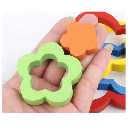 Colorful 3D Wooden Geometric Shapes Puzzle for Kids