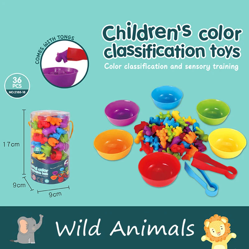Regnbue tællebjørne farve sortering matematik legetøj til børn