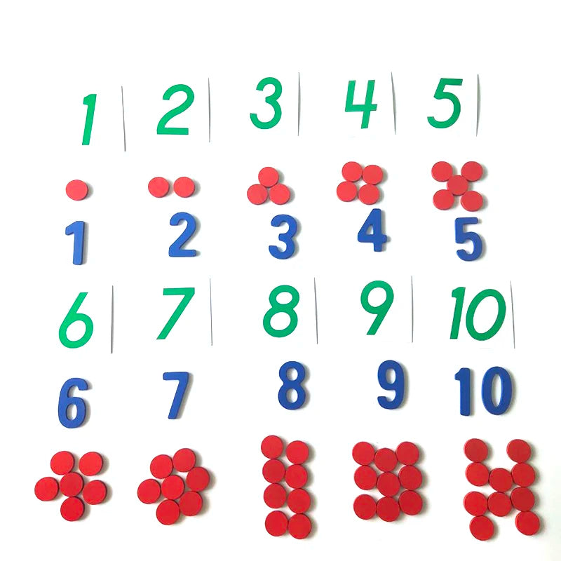 Wooden Montessori Number Counting Cards for Kids' Learning