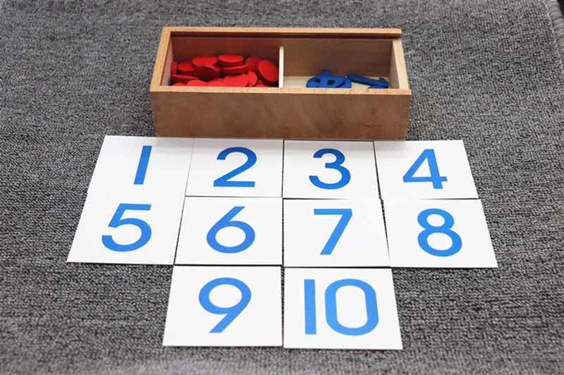 Wooden Montessori Number Counting Cards for Kids' Learning
