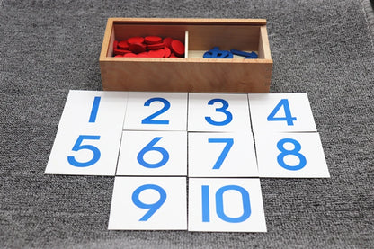 Wooden Montessori Number Counting Cards for Kids' Learning