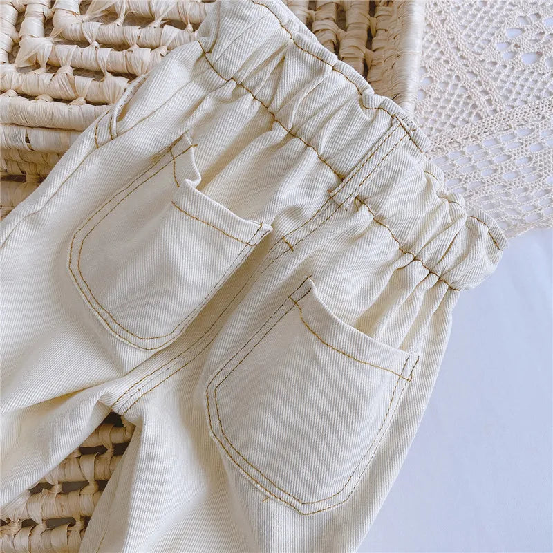 High Waist Warm Jeans for Babies - Solid Color Kids' Apparel