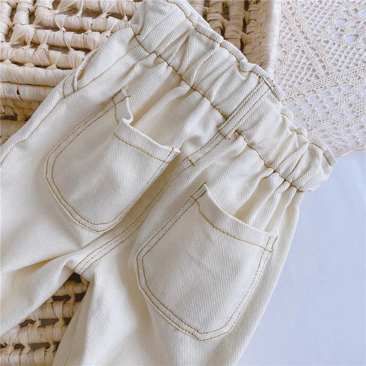 High Waist Warm Jeans for Babies - Solid Color Kids' Apparel