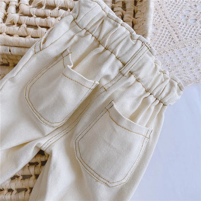 High Waist Warm Jeans for Babies - Solid Color Kids' Apparel