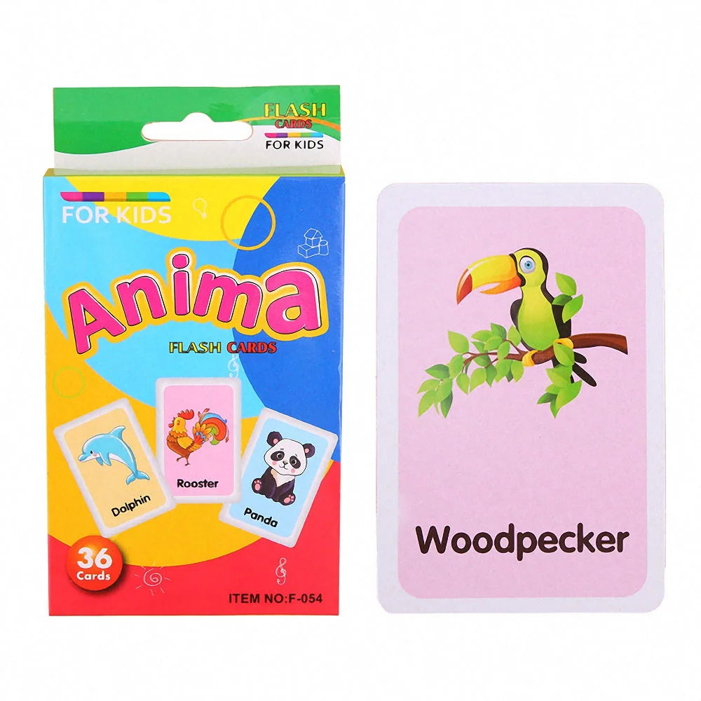 36 Pcs Animal Shape & Color Learning Cards for Kids