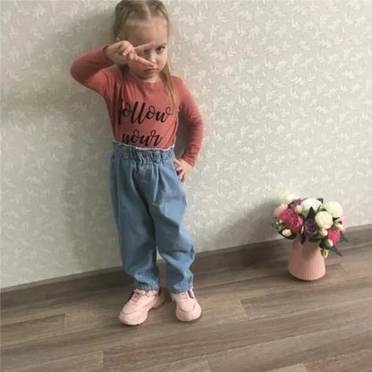 High Waist Warm Jeans for Babies - Solid Color Kids' Apparel