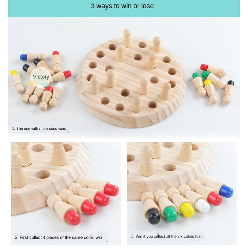 Wooden Color Matching Chess Puzzle for Kids' Learning Fun