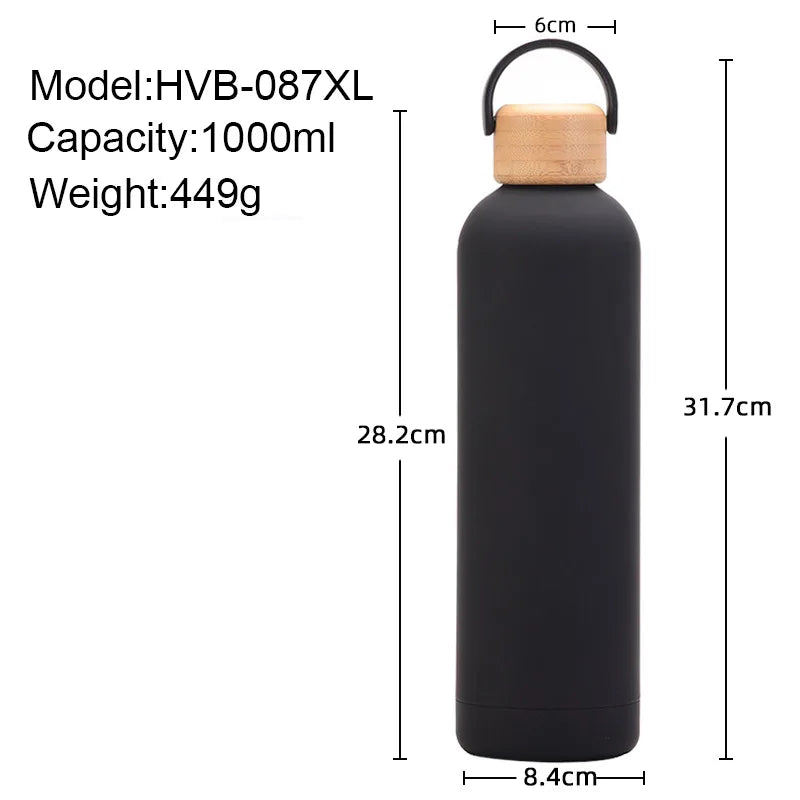 Leak-Proof Thermos Cup with Bamboo Lid for Outdoor Activities

