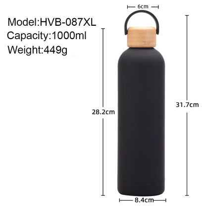 Leak-Proof Thermos Cup with Bamboo Lid for Outdoor Activities

