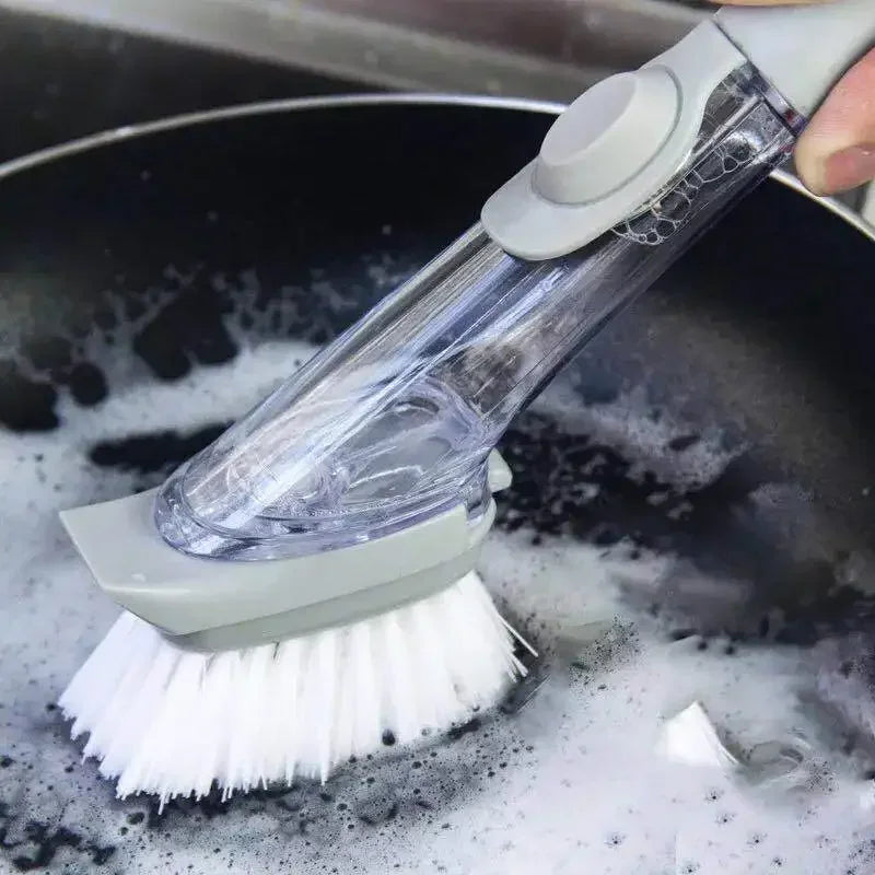 Long Handle Brush with Detergent Dispenser for Pots and Pans