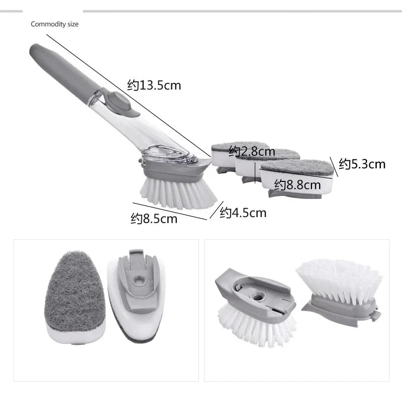 Multipurpose Cleaning Brush with Long Handle and Detergent Reservoir