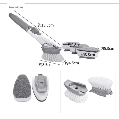 Multipurpose Cleaning Brush with Long Handle and Detergent Reservoir