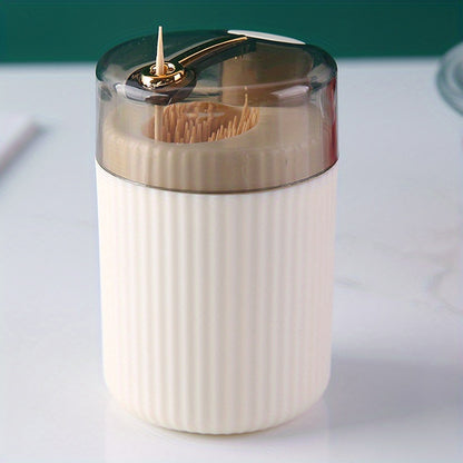 Push-Button Toothpick Holder for Easy Dispensing
