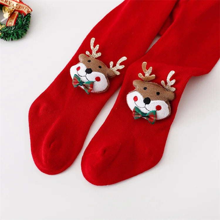 Red Cotton Christmas Tights for Infants and Toddlers