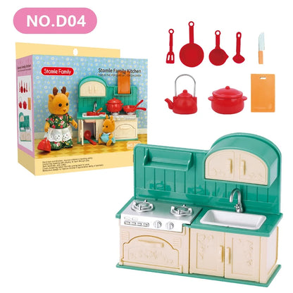 1:12 Miniature Forest Family Kitchen Set for Dollhouses