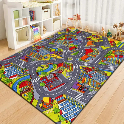 Non-Slip Baby Play Mat with Cartoon Road Design