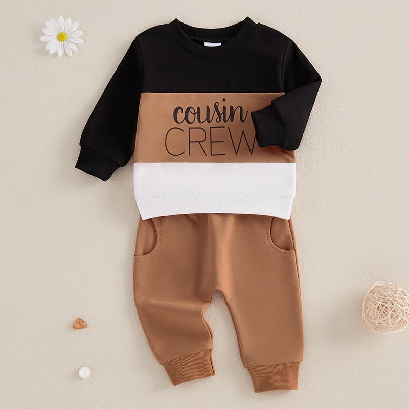 Baby Boys Contrast Color Sweatshirt and Sweatpants Set
