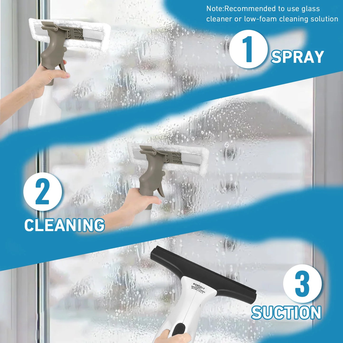 Cordless Electric Window Vacuum with Microfiber Cloth