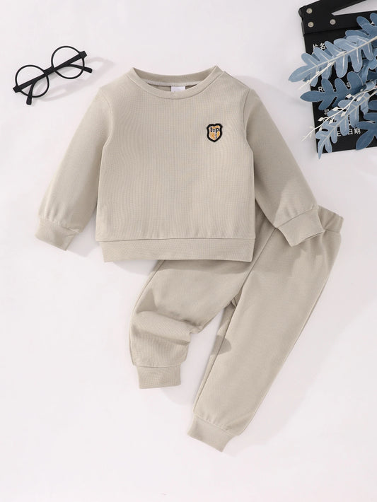 Boys' Long-Sleeve Waffle Hoodie and Pants Set