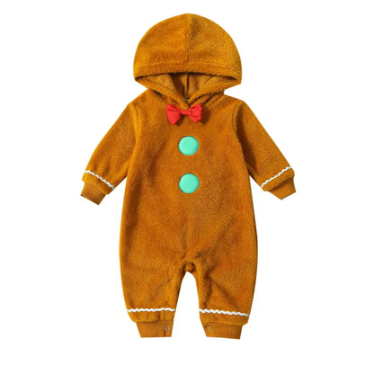 Christmas Fuzzy Hooded Jumpsuit for Infants 0-24M