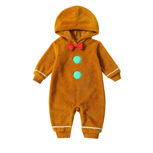 Christmas Fuzzy Hooded Jumpsuit for Infants 0-24M