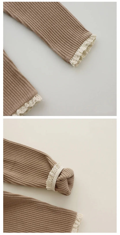 Ribbed Lace Leggings for Toddler Girls and Boys