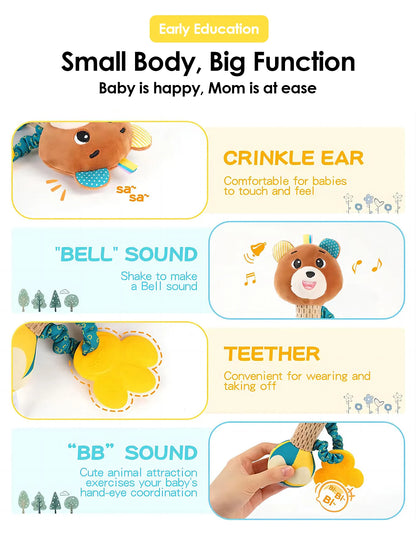 Interactive Plush Rattle Toy for Soothing Baby Gums
