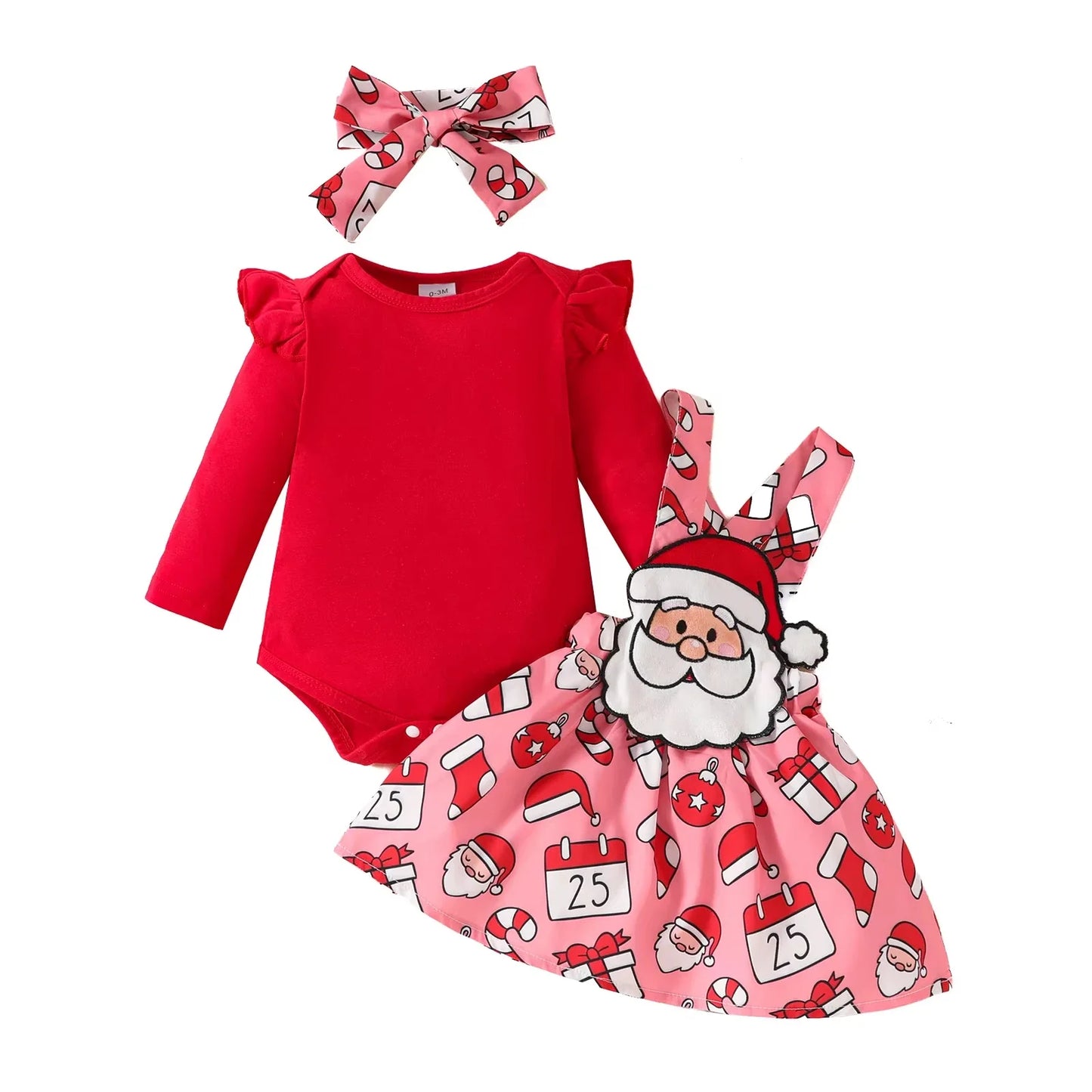 Toddler Girls Christmas Outfit Set with Bow Top and Skirt