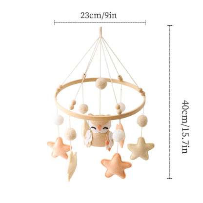 Wooden Baby Crib Mobile with Soft Felt Animal Toys