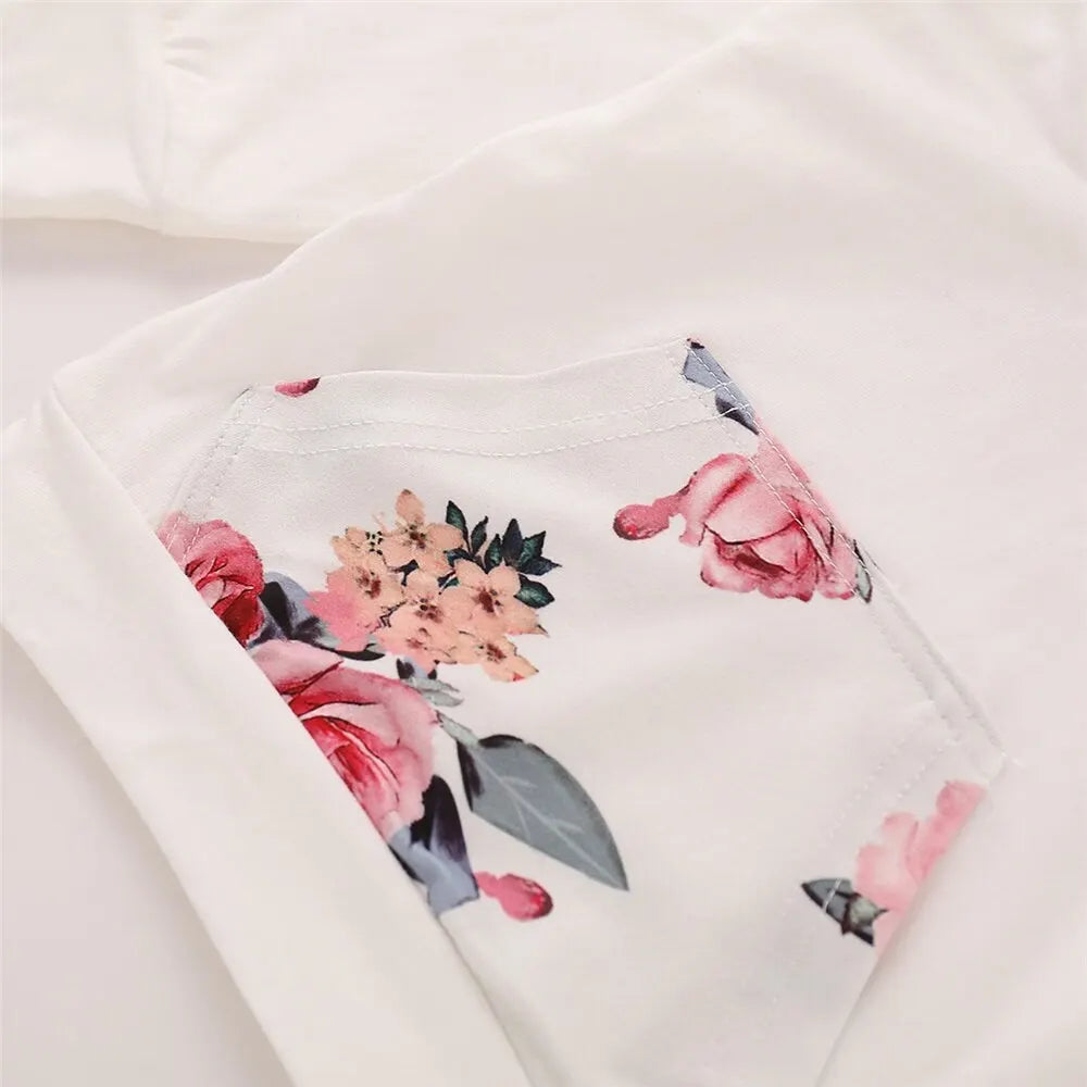 3PCS Baby Girl Floral Hooded Set with Headband 0-18 Months