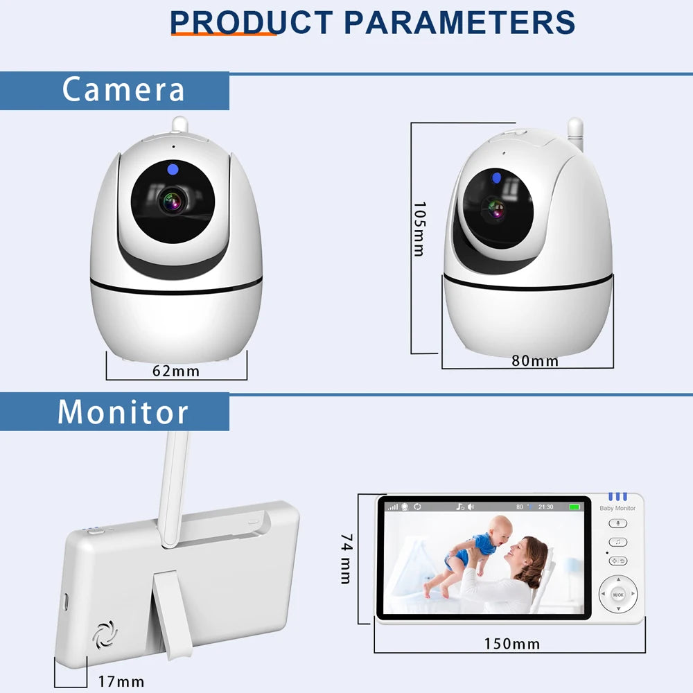 5" Wireless Video Baby Monitor with Night Vision & Two-Way Audio
