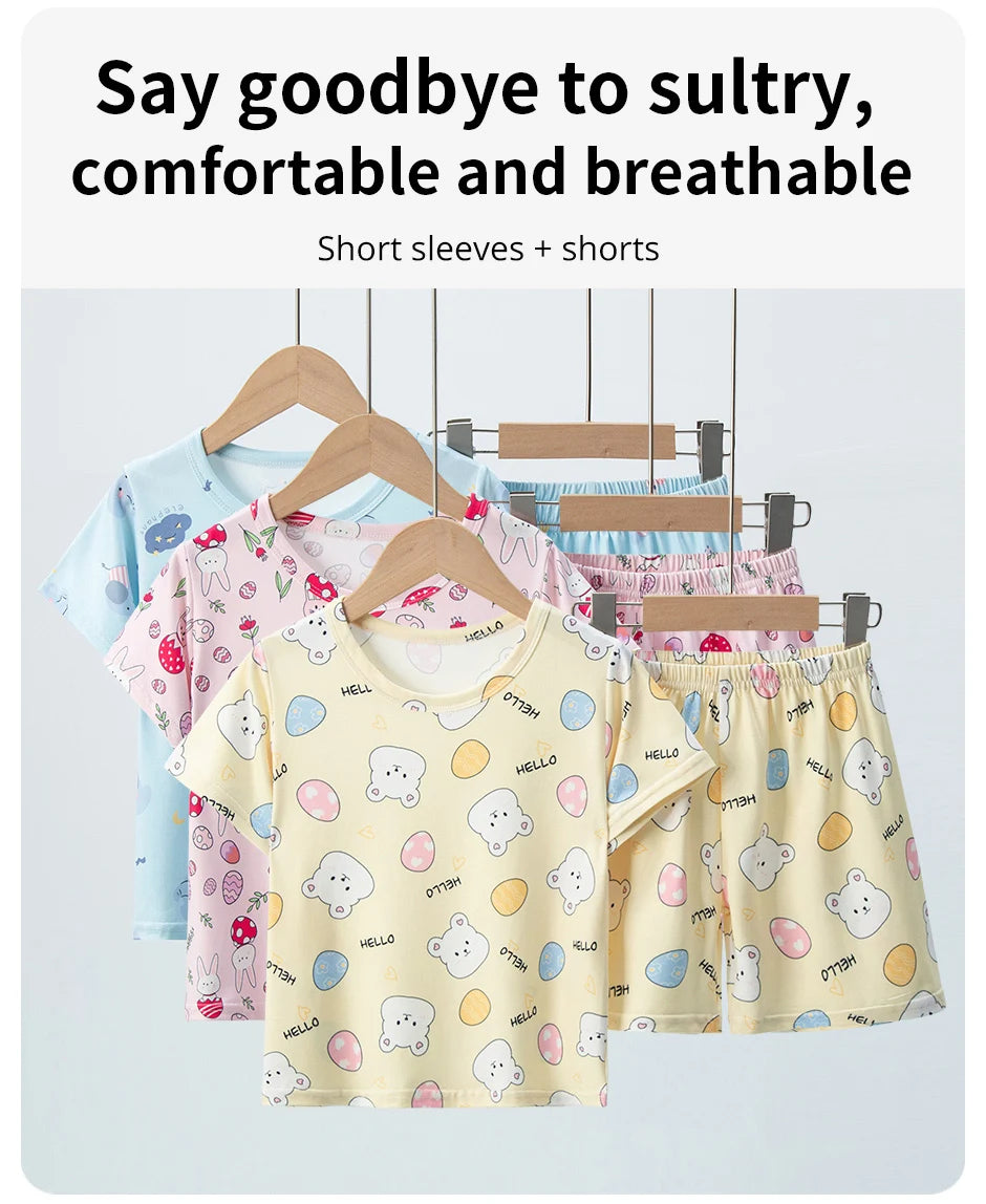 Kids' Summer Short Sleeve Shirt and Shorts Set for Play