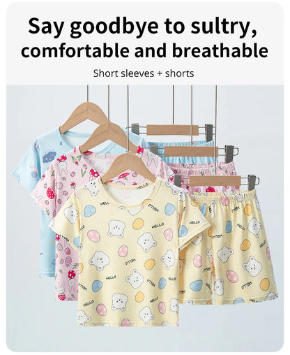 Kids' Summer Short Sleeve Shirt and Shorts Set for Play