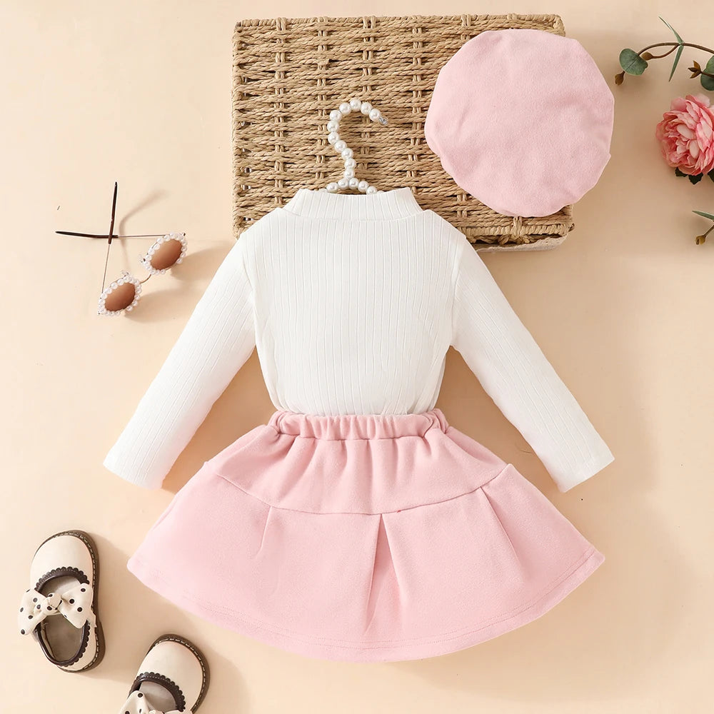 Toddler Girls Christmas Outfit Set with Bow Top and Skirt
