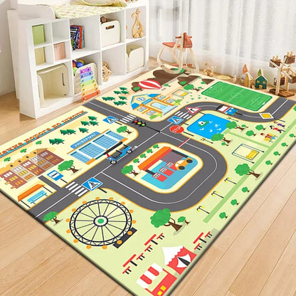 Non-Slip Baby Play Mat with Cartoon Road Design