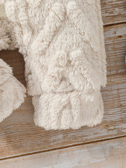 Boys' Plush Hooded Zip Jumpsuit for Newborn Winter Wear