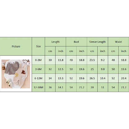 Infant Striped Bear Embroidery Overall Set for Fall 0-18M