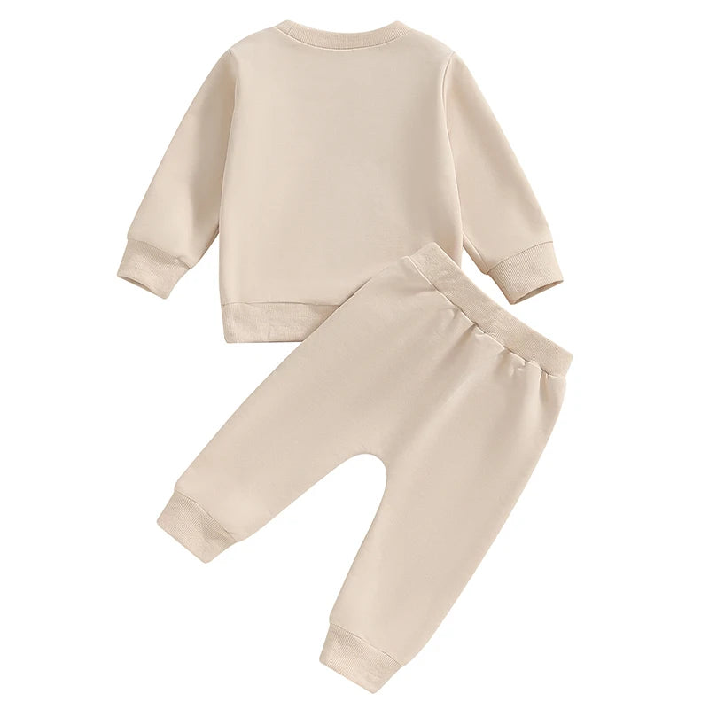 Toddler Football Print Sweatshirt and Pants Set for Kids