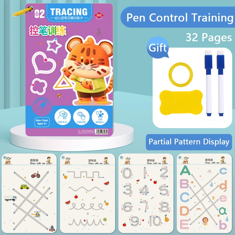 Children's Reusable Tracing Workbook for Pen Control Practice
