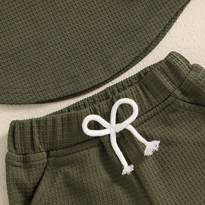 Baby Boy Autumn 2PCS Hooded Outfit with Drawstring Pants