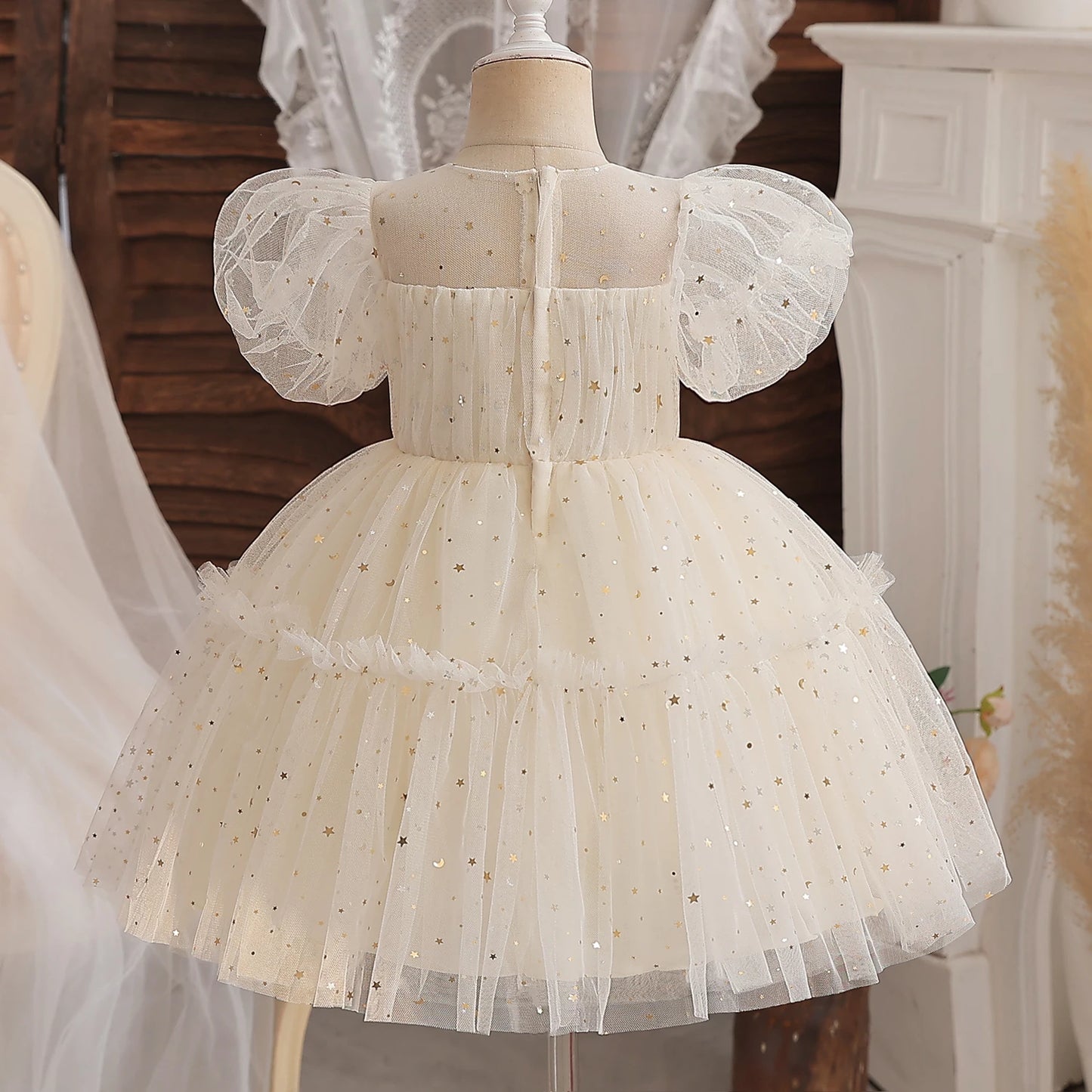Floral Embroidery Lace Baby Dress for Girls 0-5T