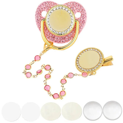 Sucette et attache-tétine en strass personnalisées - Conception sûre et sans BPA