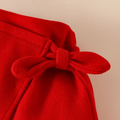Toddler Girls Christmas Outfit Set with Bow Top and Skirt