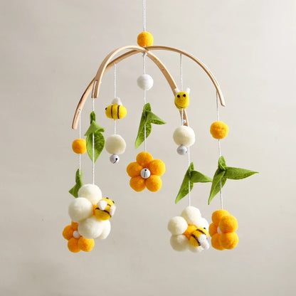 Baby Crib Mobile Rattles with Cartoon Bee for Nursery Decor