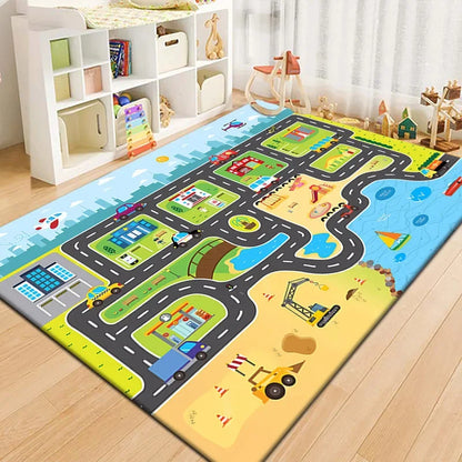 Non-Slip Baby Play Mat with Cartoon Road Design