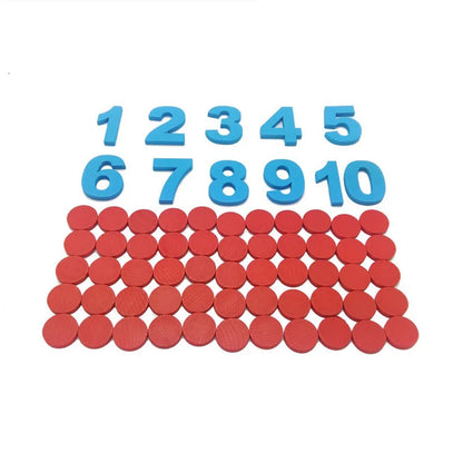 Wooden Montessori Number Counting Cards for Kids' Learning