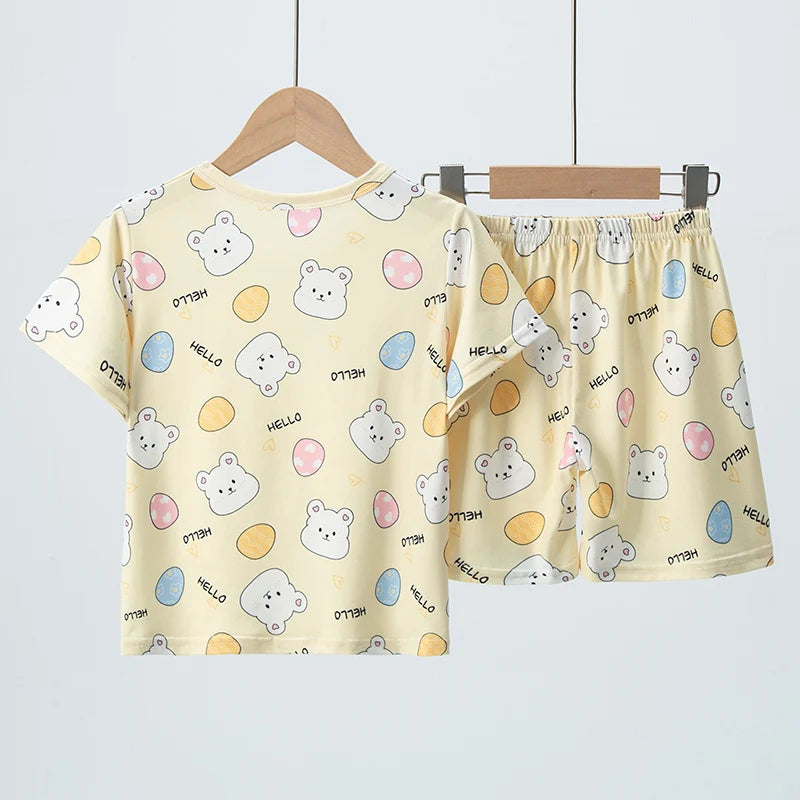 Kids' Summer Short Sleeve Shirt and Shorts Set for Play