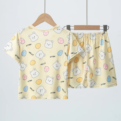 Kids' Summer Short Sleeve Shirt and Shorts Set for Play