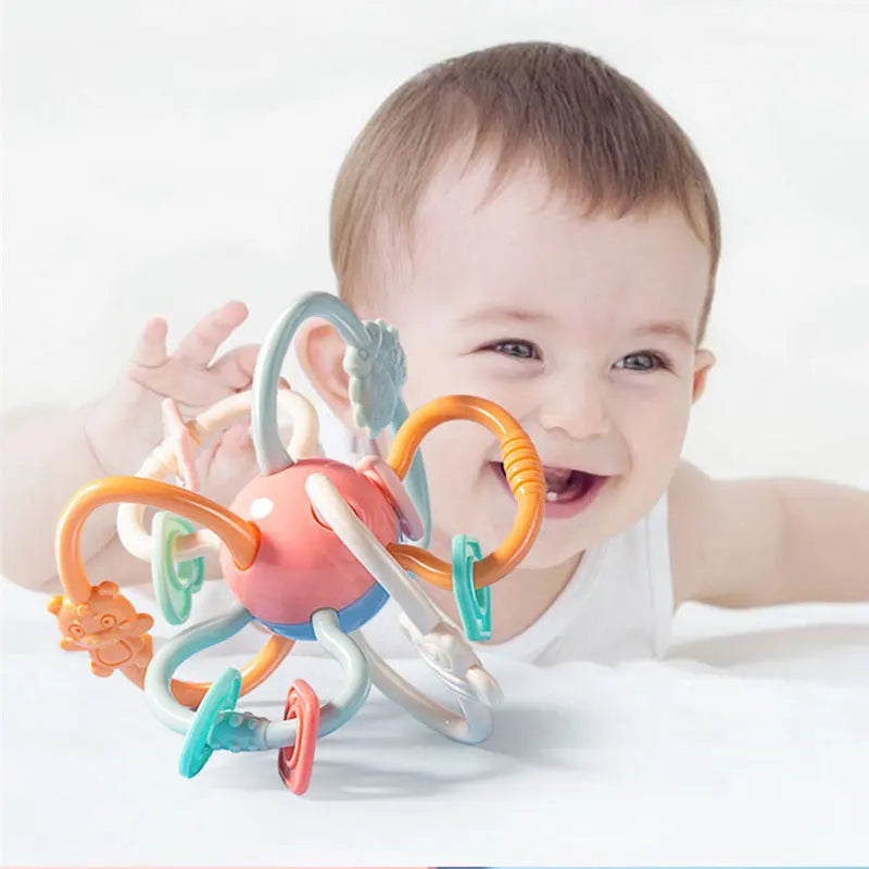 Montessori Sensory Rattle Teether for Infants 0-12 Months