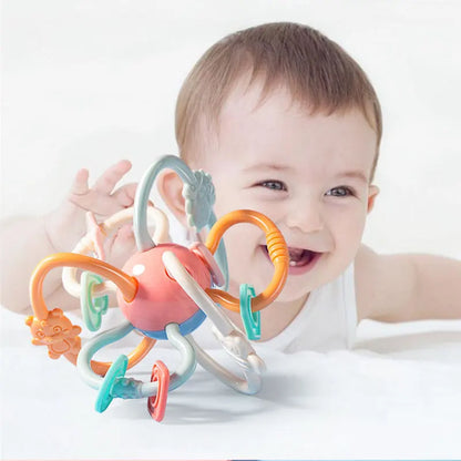 Montessori Sensory Rattle Teether for Infants 0-12 Months